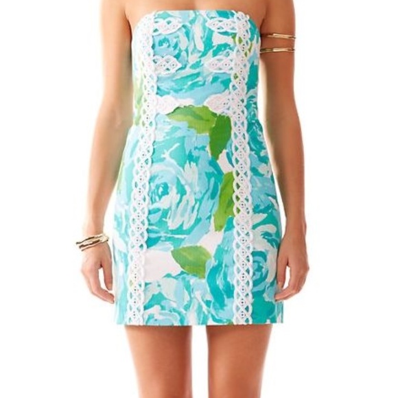 Lilly Pulitzer Dresses & Skirts - Lilly Pulitzer Womens Strapless Blue/Green Dress
